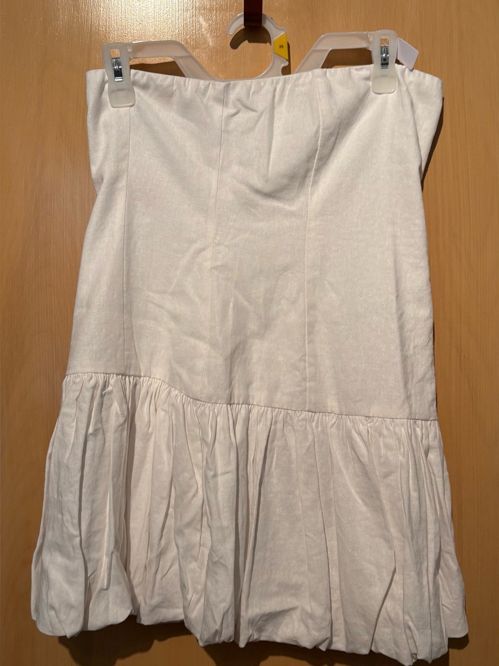 Pull & Bear Bubble Hem Dress White Mini Linen Blend Women’s Medium NWT - Picture 7 of 8